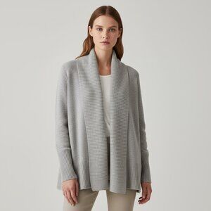Saks Fifth Avenue Pearl Gray Cashmere Shawl Collar Cardigan Size Small